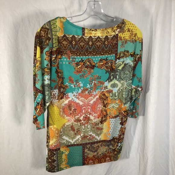 Bohemian print 3/4 sleeve summer blouse size S - Picture 4 of 5